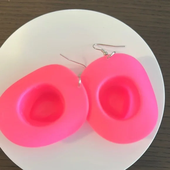 Pink Cowboy Hat Earrings NIP - Picture 4 of 6